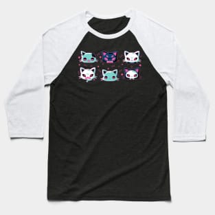 Halloween Cat Heads Baseball T-Shirt